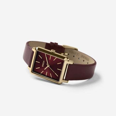 breda-baer-1729a-gold-maroon-leather-watch-angle