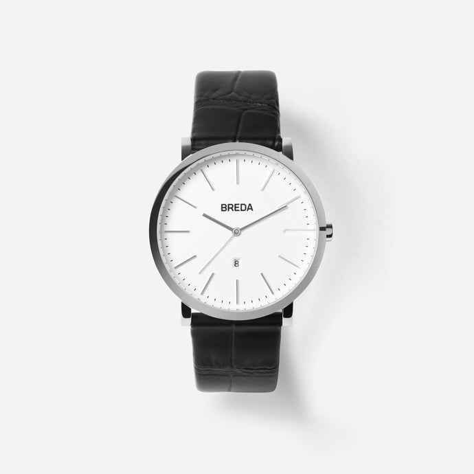 breda-breuer-1732c-silver-black-leather-watch-front