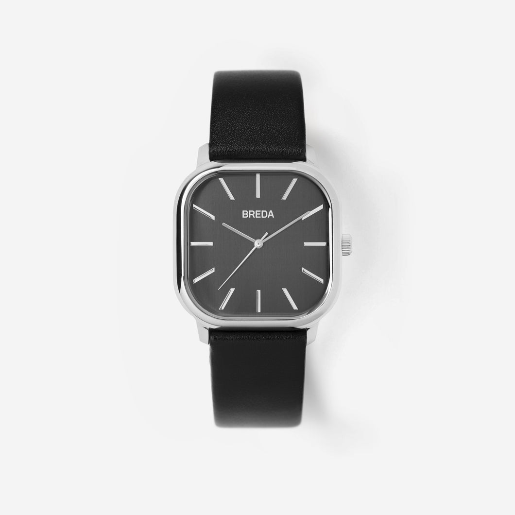 breda-visser-1728a-silver-black-leather-watch-front