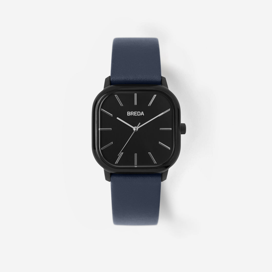 breda-visser-1728d-black-navy-leather-watch-front